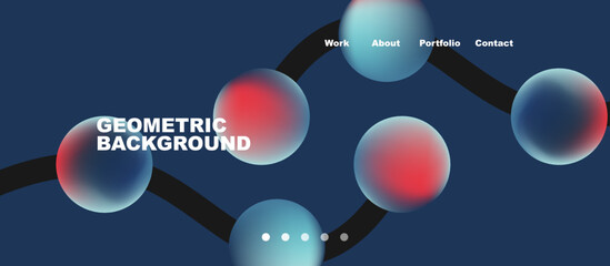 Network concept, line points connections geometric landing page background.
