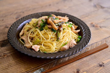 鶏ハムの和風パスタ