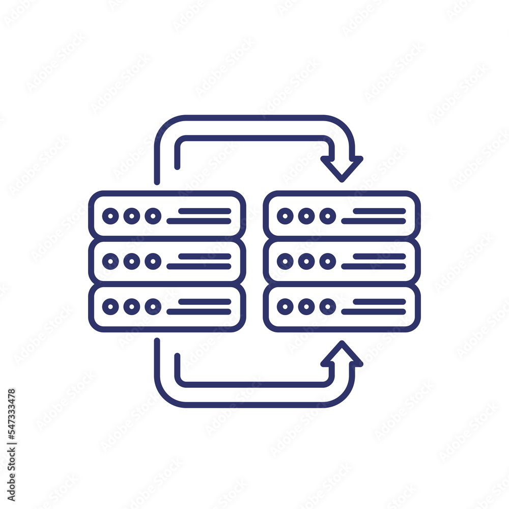 Wall mural server backup, copy data line icon