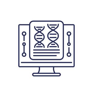 bioinformatics line icon with dna
