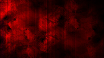 Red and black scratch metal background and texture. Grunge red background. Old vintage retro red background texture. Minimalistic backdrop.  Scary cracked wall.