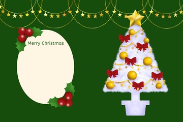 白いツリーのクリスマスカード　C-3