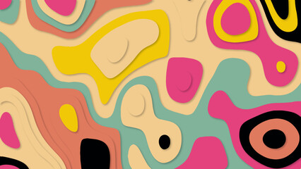 Paper cut background. Abstract realistic paper decoration for design textured. Paper art cartoon abstract waves. 3D abstract paper art style, flyers posters print.