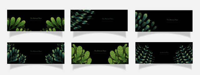 Naklejka na ściany i meble leaves bakground design vector for ecology set bundle nature leaves background