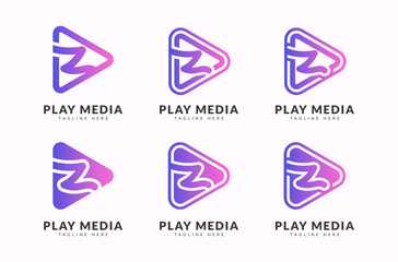Letter Z play media creative gradient logo