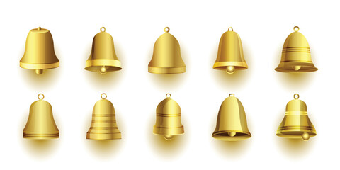 realistic golden jingle bell symbols for christmas decoration designvector