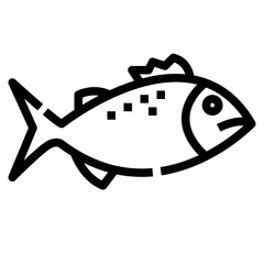fish icon, Outline style. Isolate on transparency background
