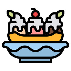 ice cream dessert banana split icon
