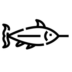 sward fish icon, Outline style. Isolate on transparency background