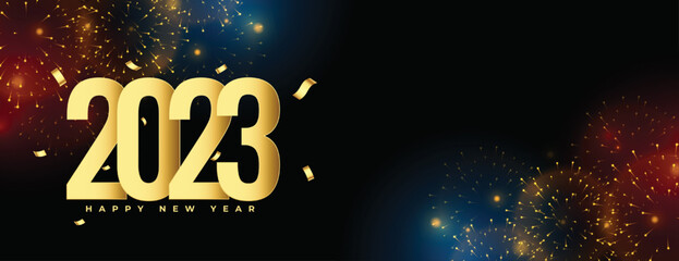 2023 new year grand celebration banner with firework