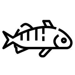 yellow perch fish icon, Outline style. Isolate on transparency background
