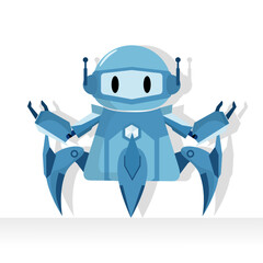 cute blue robot character mascot isolated on white background.