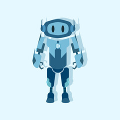cute blue robot character mascot isolated on white background.