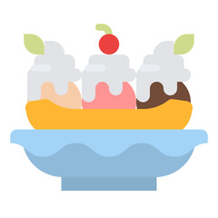 ice cream dessert banana split icon