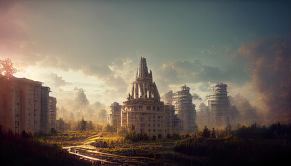Naklejka premium mother nature reclaiming abandoned places