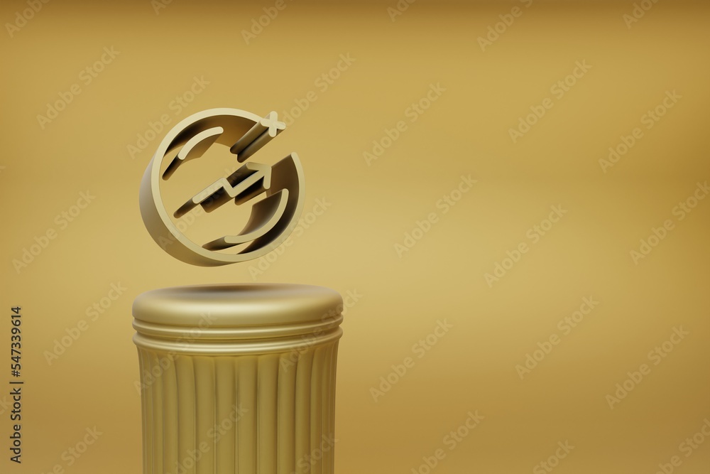 Poster beautiful abstract illustrations golden coin arrow up symbol icons on a golden column and wonderful 