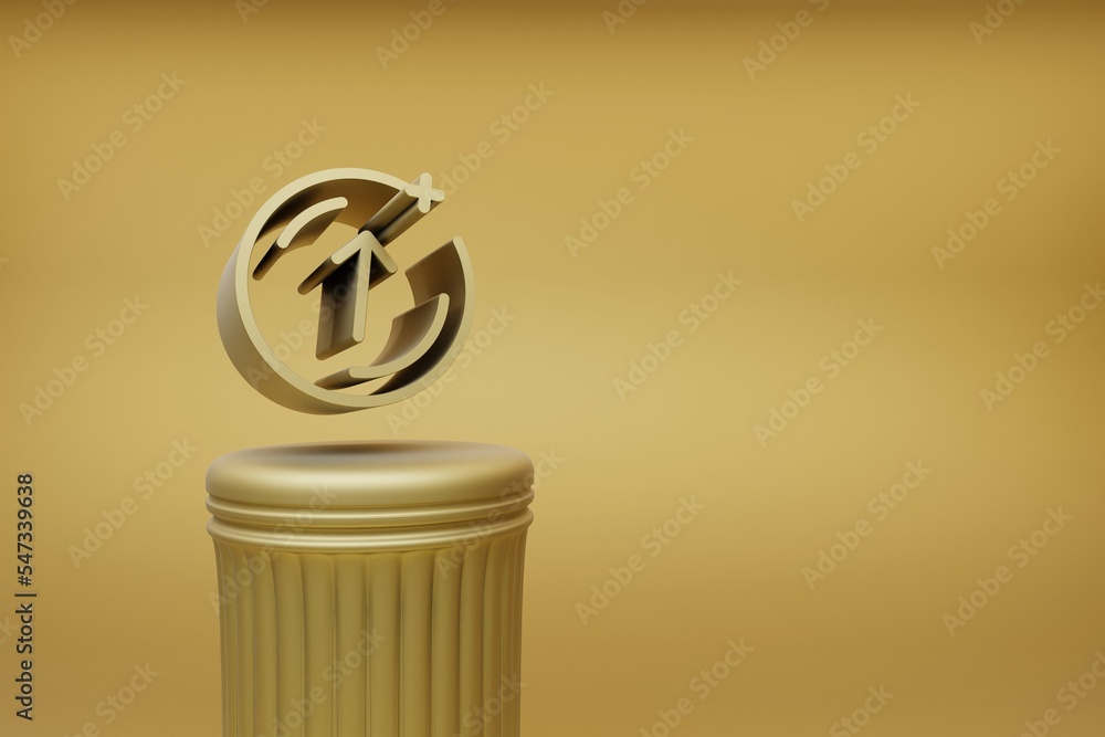 Poster beautiful abstract illustrations golden coin arrow up symbol icons on a golden column and wonderful 
