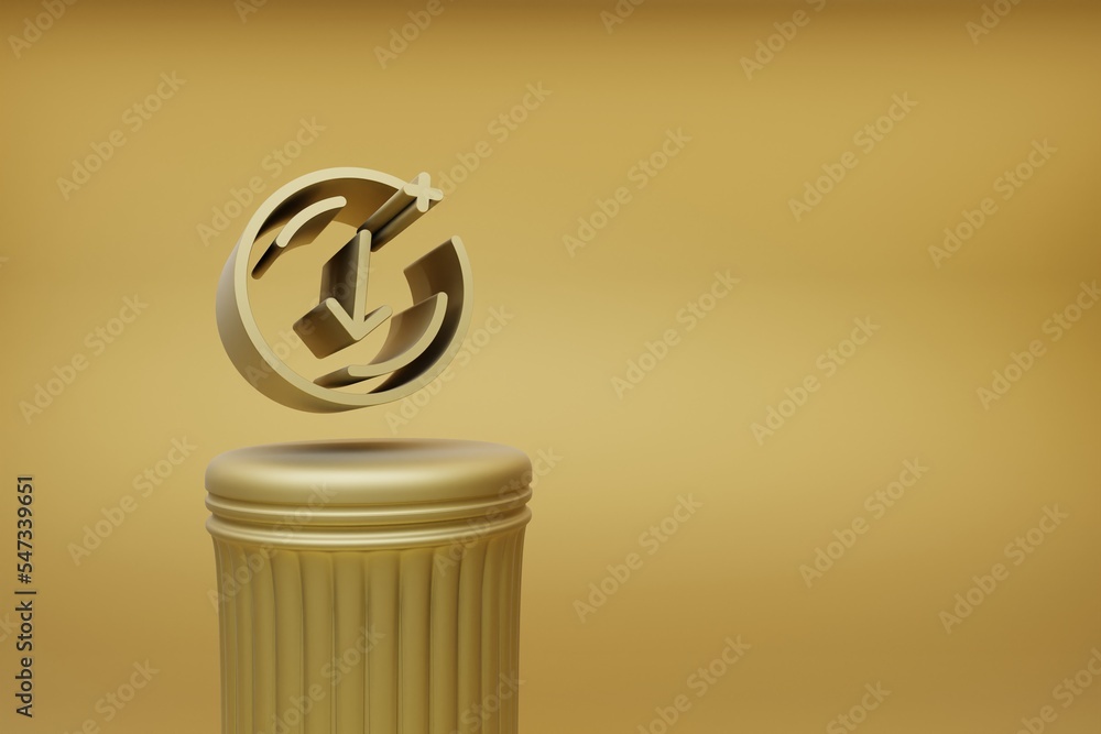 Poster beautiful abstract illustrations golden coin arrow down symbol icons on a golden column and wonderfu