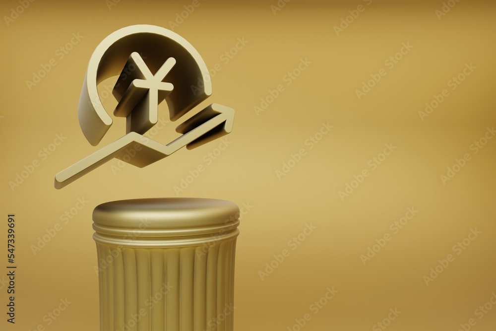 Aufkleber beautiful abstract illustrations golden yuan price arrow up symbol icons on a golden column and wond