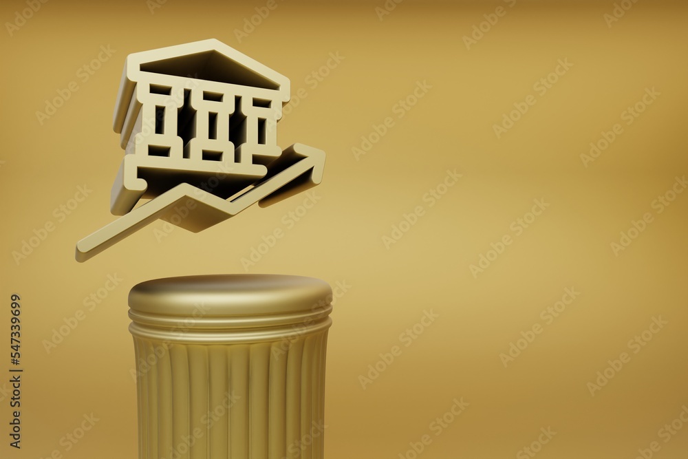 Poster beautiful abstract illustrations golden bank arrow up symbol icons on a golden column and wonderful 