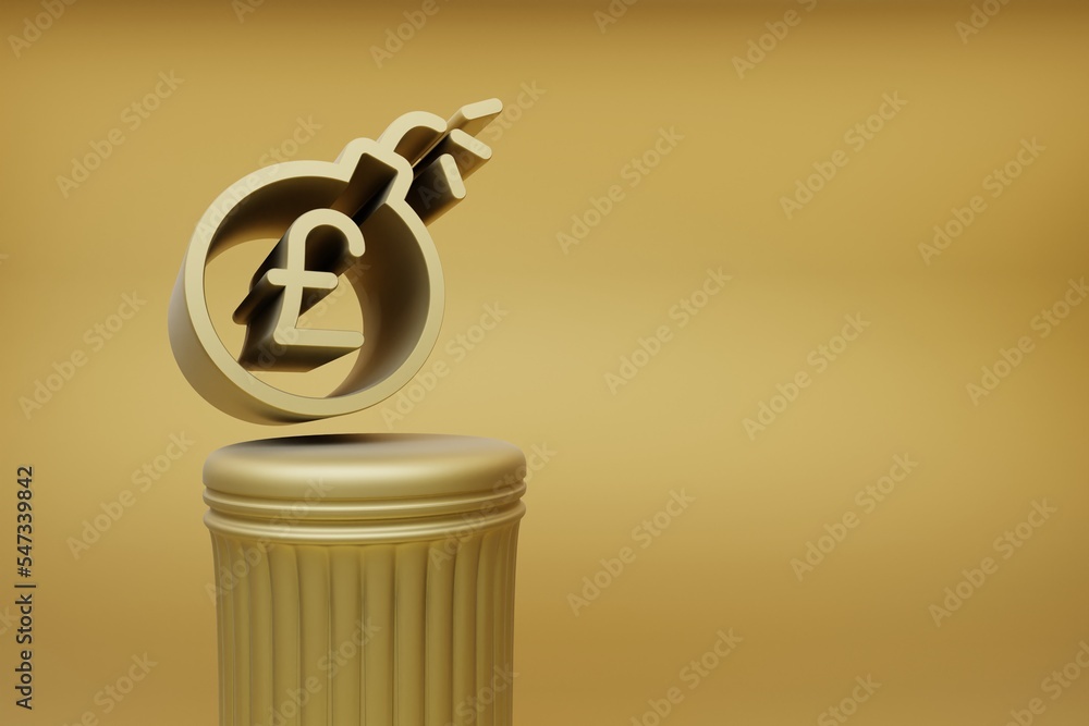 Fototapete beautiful abstract illustrations golden pound bomb symbol icons on a golden column and wonderful bac