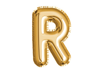 Gold alphabet R air balloon for baby shower celebrate decoration party on transparent background