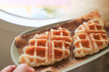 croffle or waffle or croissant , French croissant or French bread