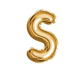 Gold alphabet S air balloon for baby shower celebrate decoration party  on transparent background