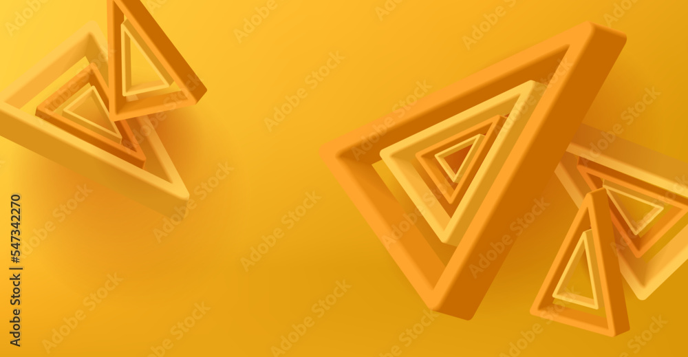 Poster abstract triangle background. 3d empty composed in each other triangles. modern wallpaper.