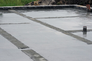 The slab flattened out with the bull float and a plumbing and water installation