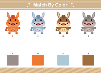 Match by color of animal Educational game for kindergarten Matching game for kids