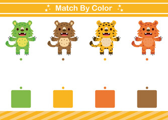 Match by color of animal Educational game for kindergarten Matching game for kids