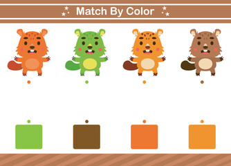 Match by color of animal Educational game for kindergarten Matching game for kids