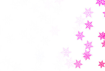 Light Purple, Pink vector layout with bright snowflakes, stars.