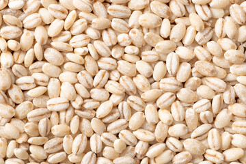 The food background of raw highland barley, top view.a