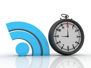 3d illustration WiFi symbol sign with clock
