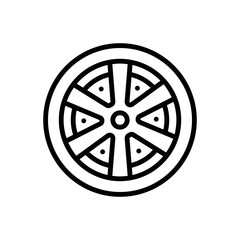 Black line icon for rim tire