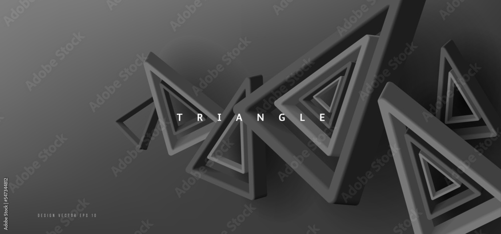 Poster abstract balck triangle background. 3d abstract geometric composition
