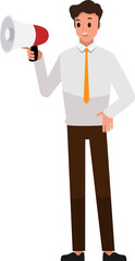 cartoon business man wearing white shirt character set  ,Vector illustration 