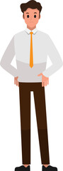 cartoon business man wearing white shirt character set  ,Vector illustration 