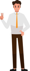 cartoon business man wearing white shirt character set  ,Vector illustration 
