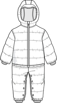 recommend clip art: KID BOYS WEAR  COSY SNOW SUIT ALL IN ONE FLAT ILLUSTRATION SKETCH VECTOR