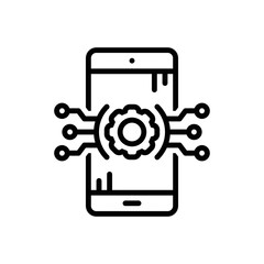 Black line icon for technologies