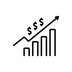 Black line icon for growth