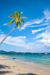 Beach view with long tail boats in koh Mook or koh Muk island, in Trang, Thailand