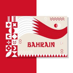 Bahrain banner with cultural design. National day design for Bahrain celebration