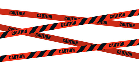 Caution tape. Caution red warning lines isolated on white. Vector illustration