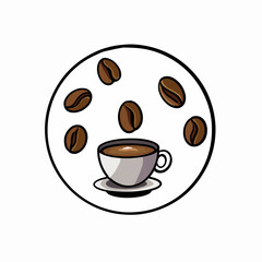 cup of coffee with beans vector