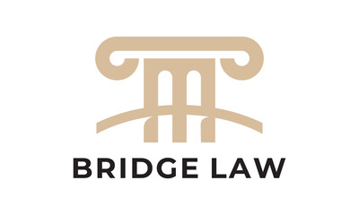 bridge pillar logo. law and development combination design vector.