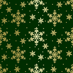 Christmas snowflakes with cannabis leaf seamless vector pattern